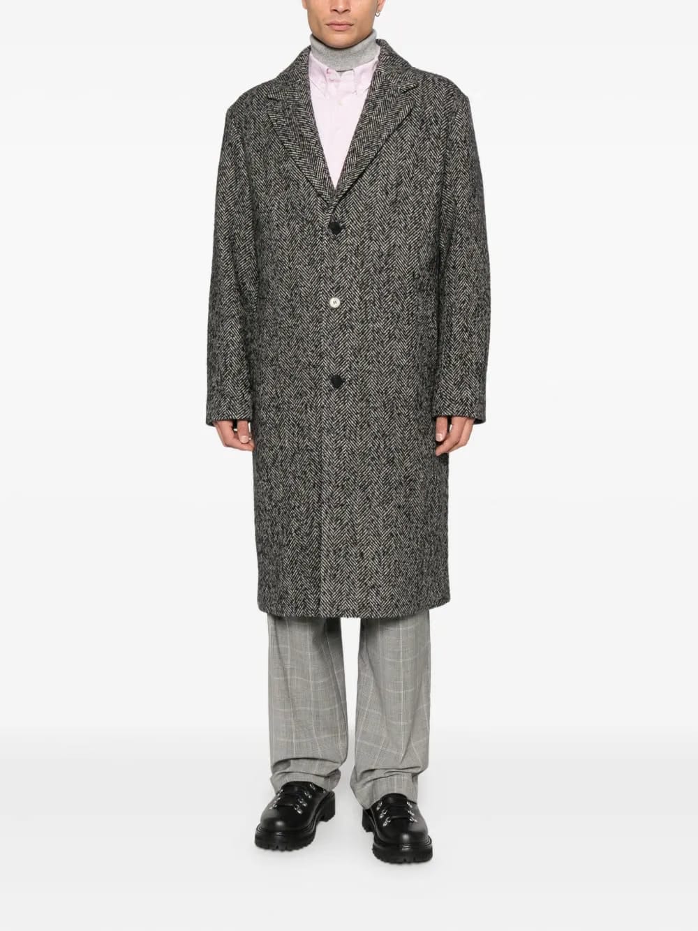 herringbone button coat