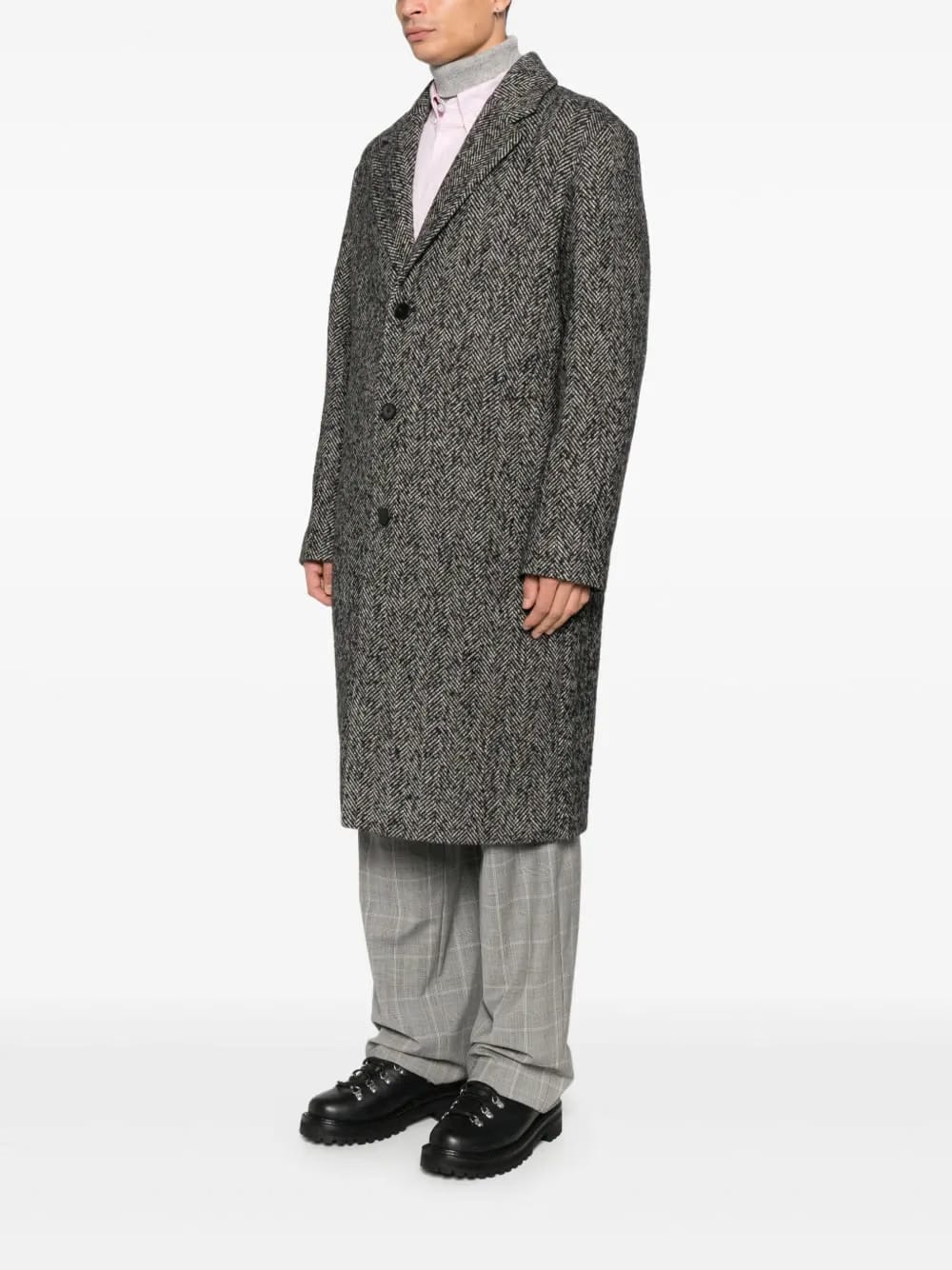 herringbone button coat