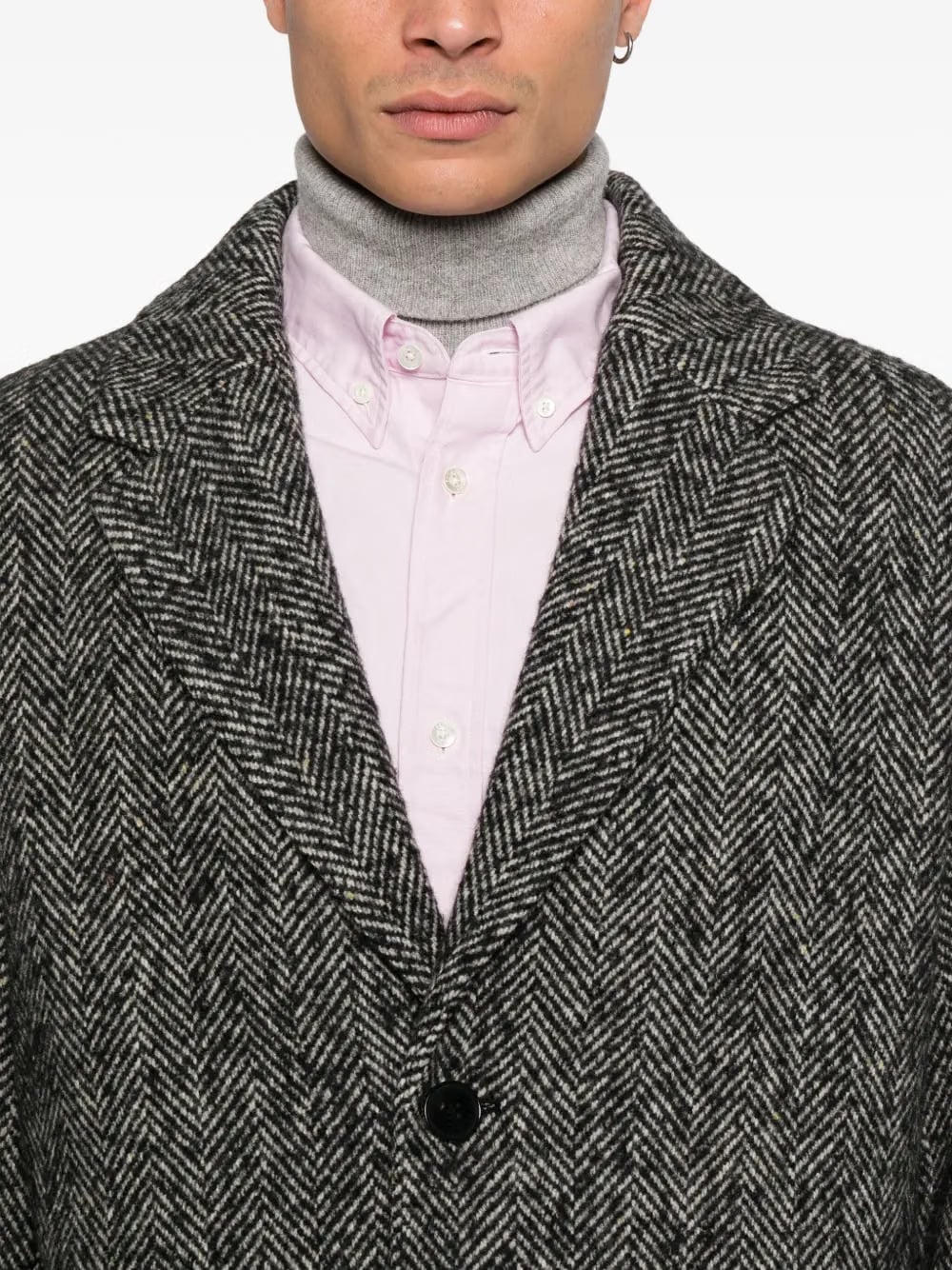 herringbone button coat