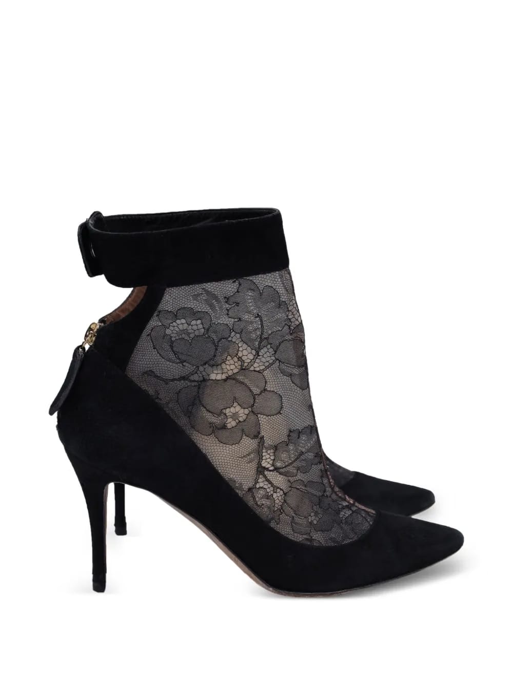 lace pattern stiletto ankle boots