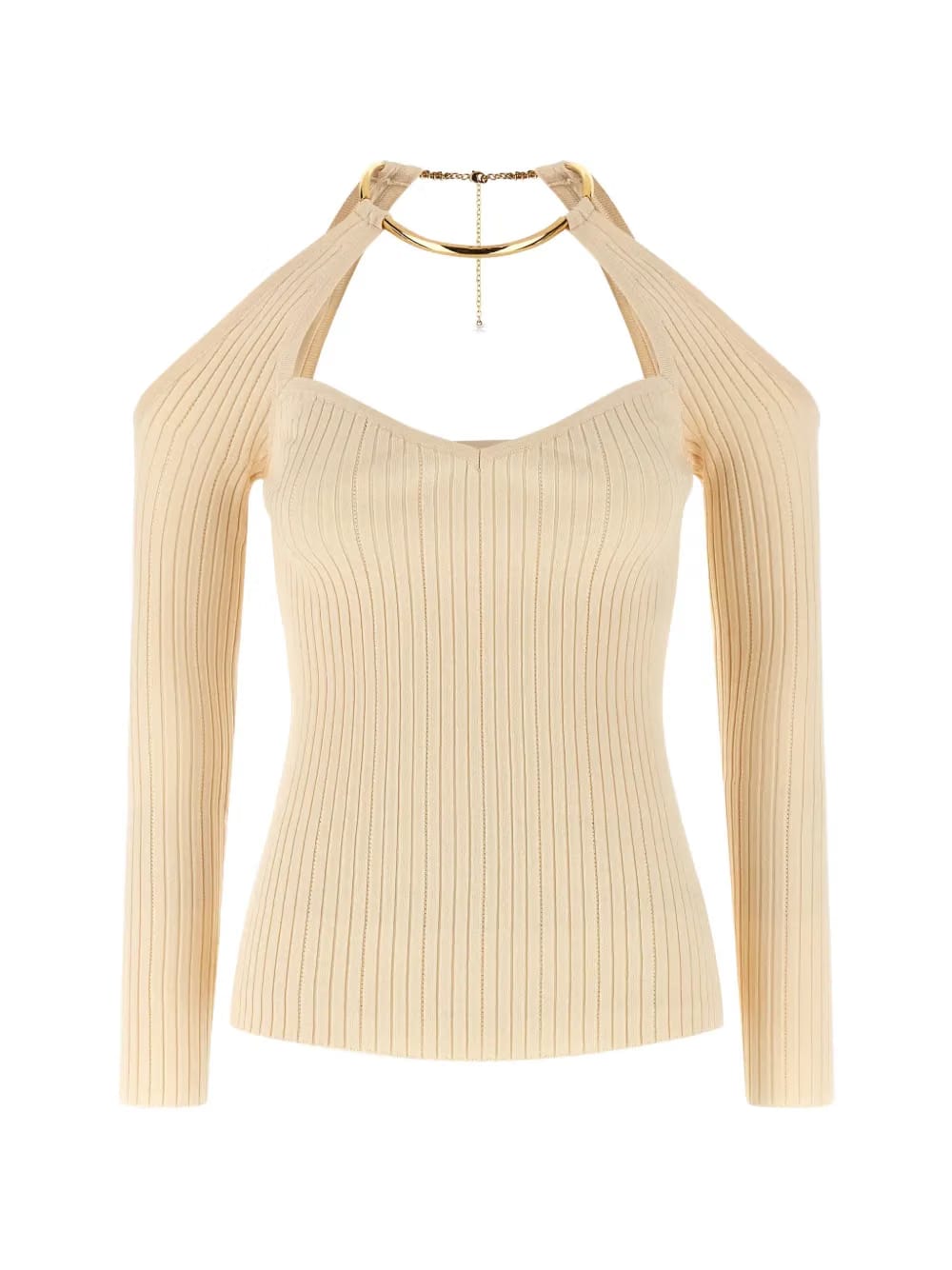 necklace cut-out sweater