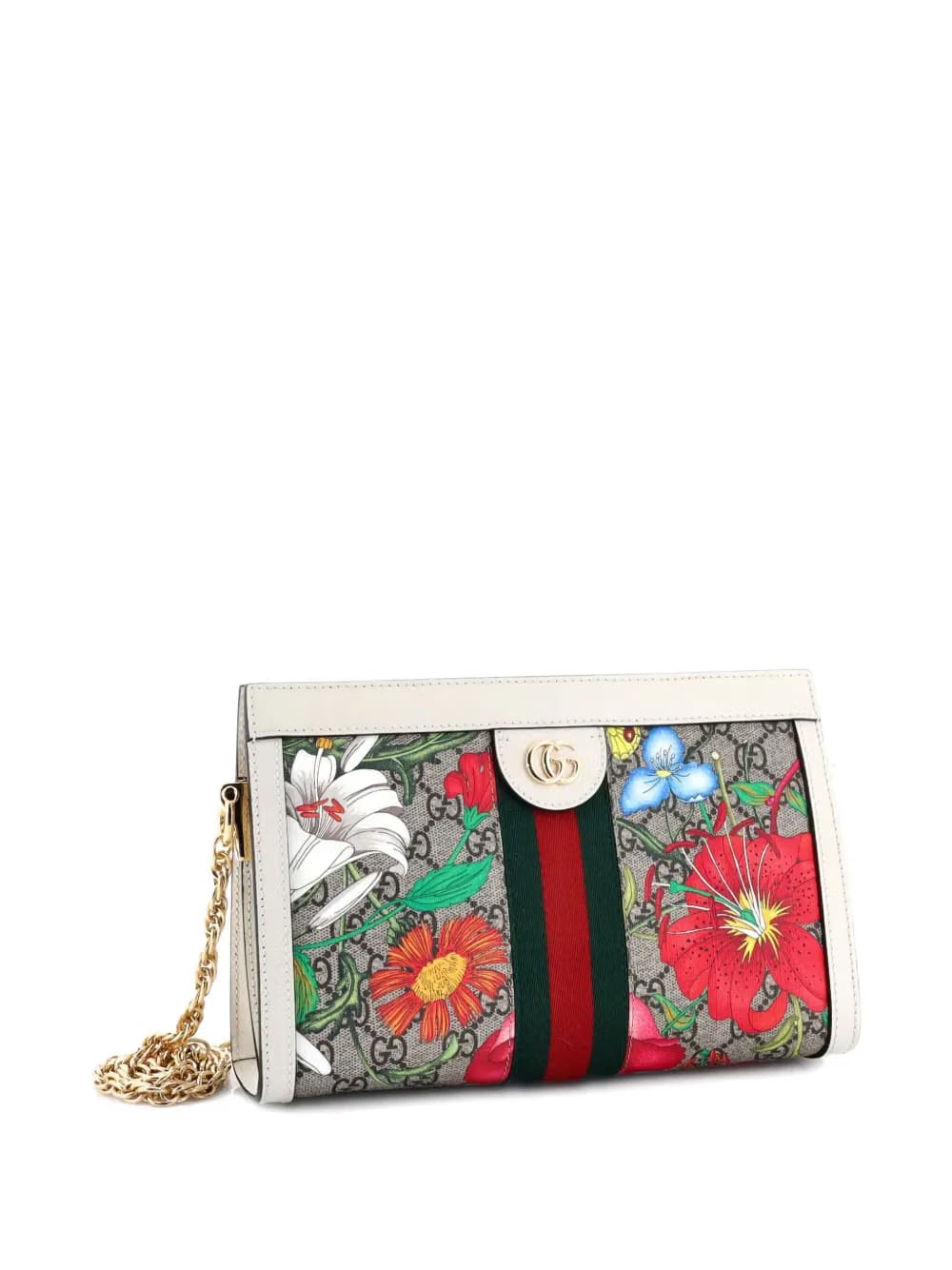 Ophidia Chain Shoulder Bag Flora GG Coated Canvas Small crossbody bag