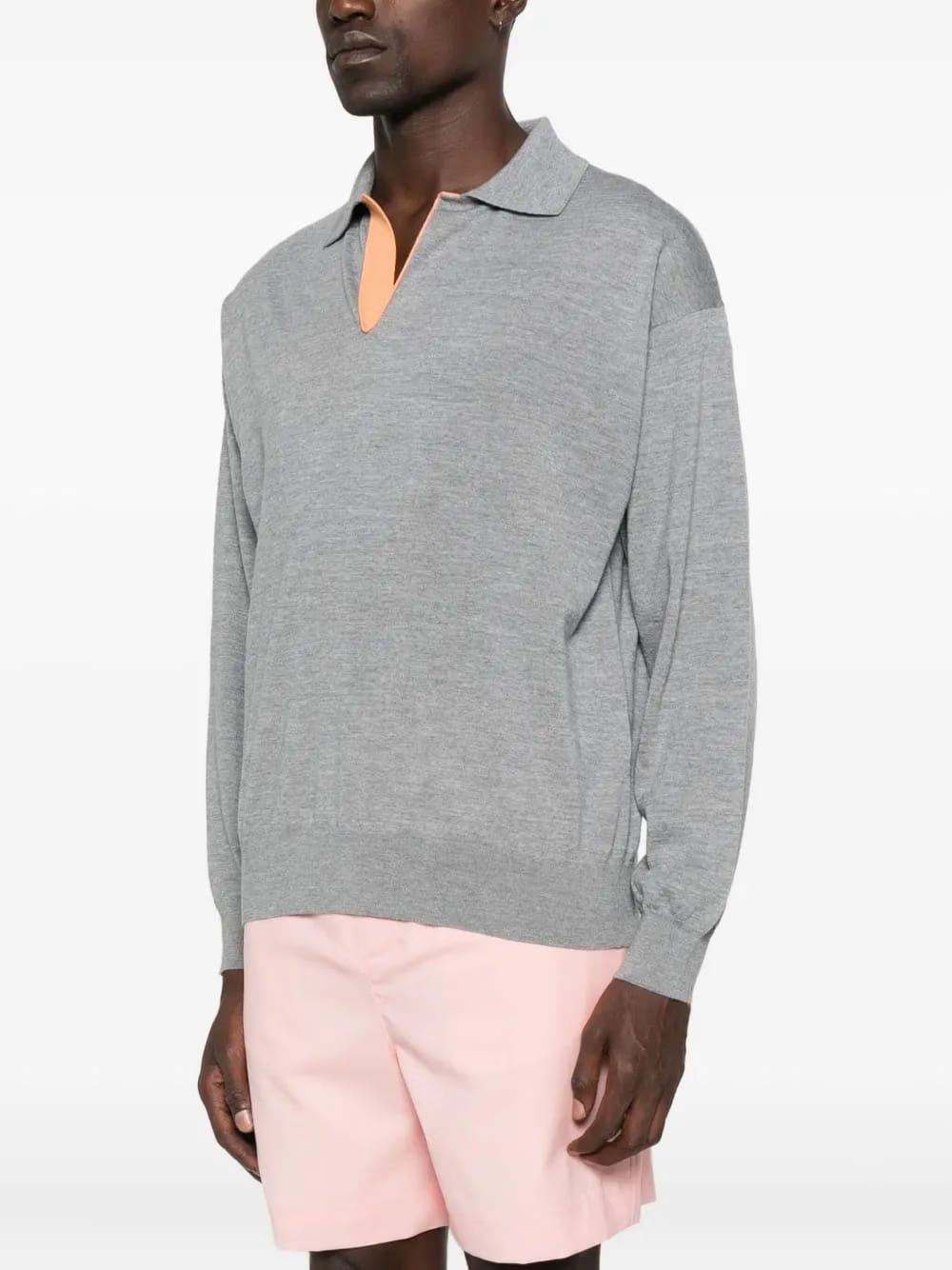 polo-neck long-sleeve top
