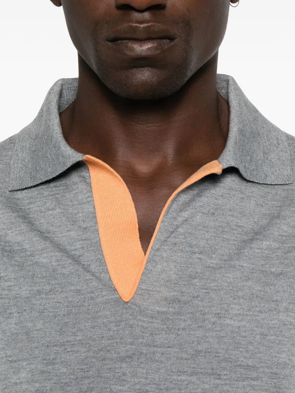 polo-neck long-sleeve top