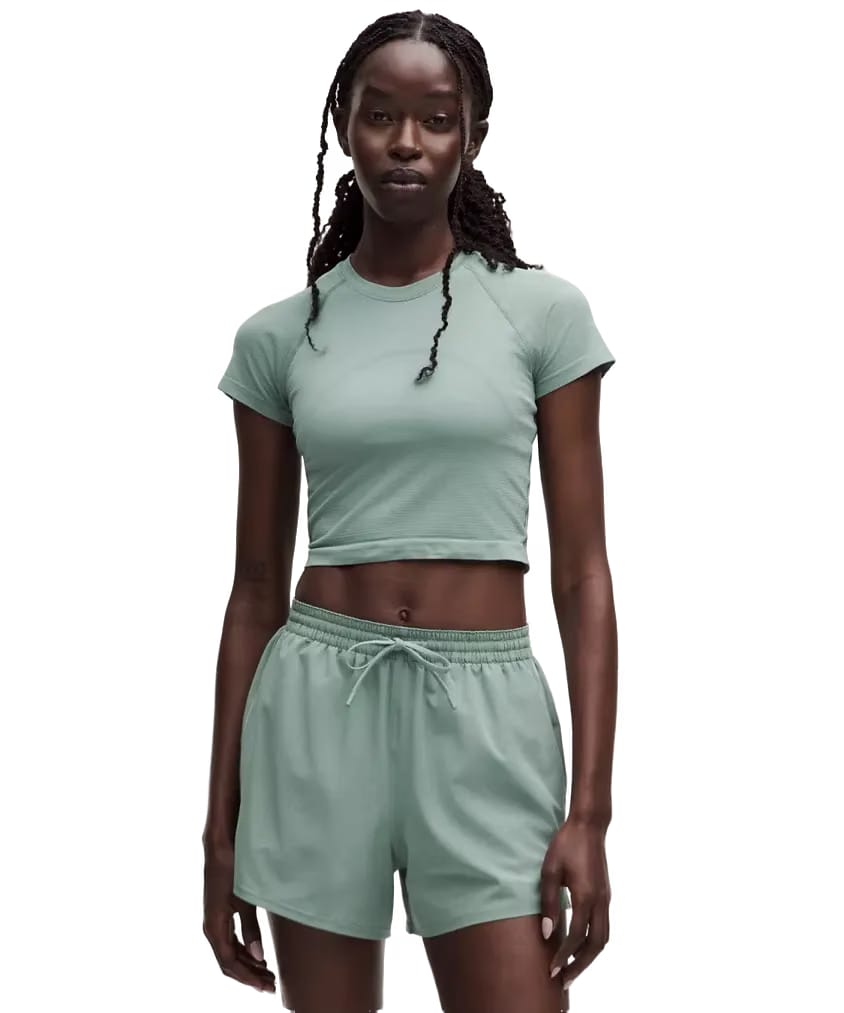Lululemon Swiftly Tech Cropped Shorts-Sleeve Shirt 2.0 Crater Blue