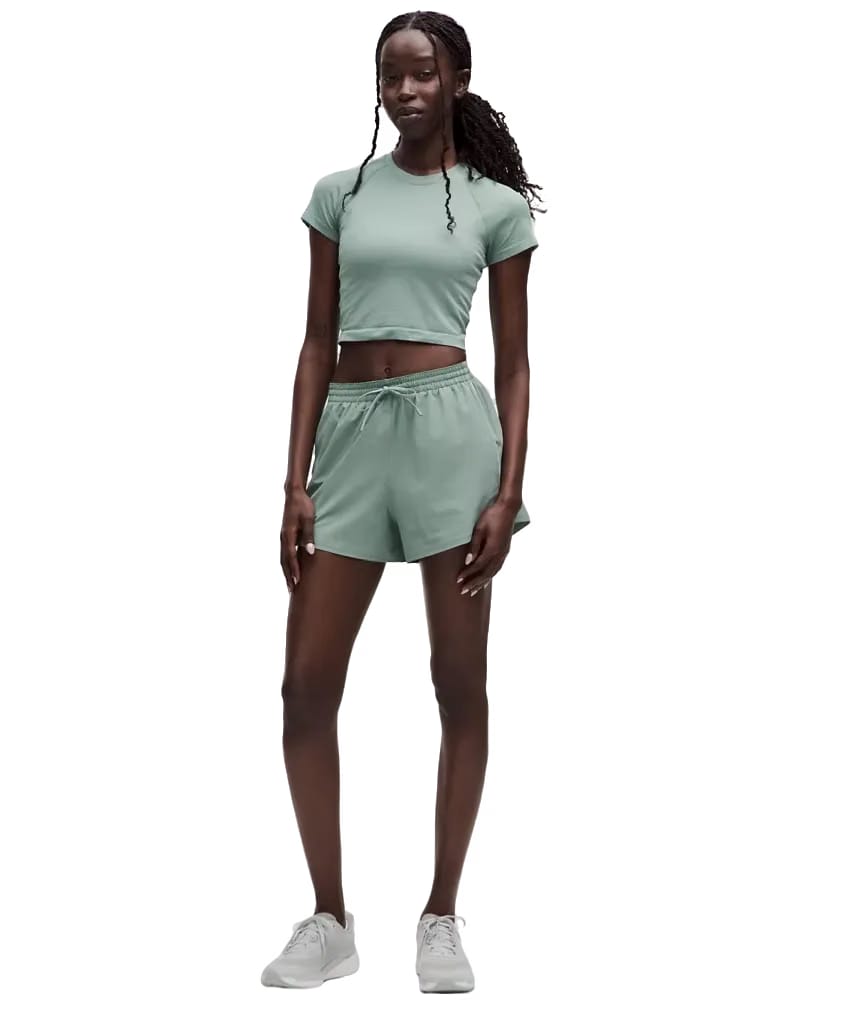 Lululemon Swiftly Tech Cropped Shorts-Sleeve Shirt 2.0 Crater Blue