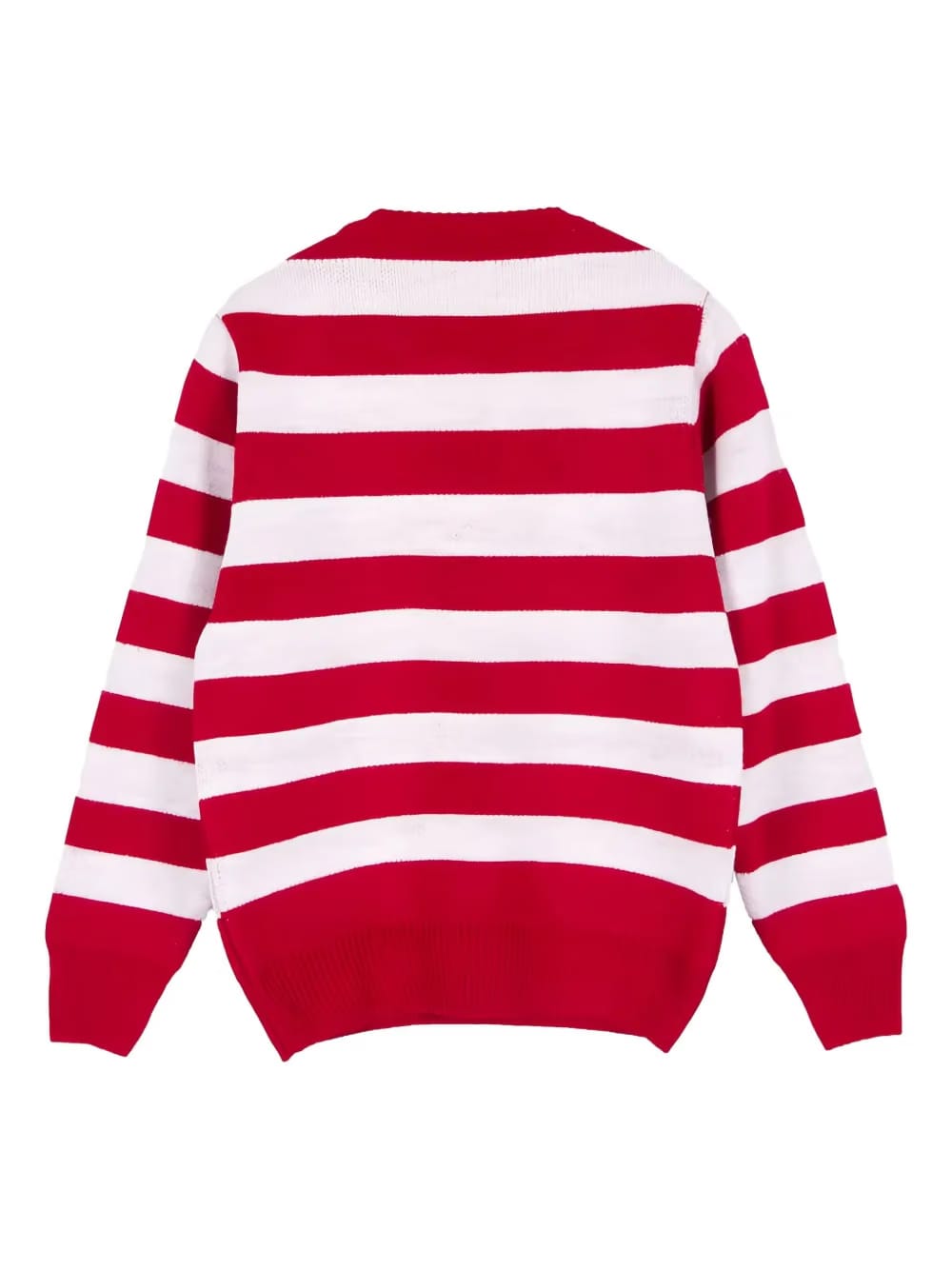 striped reindeer-motif sweater