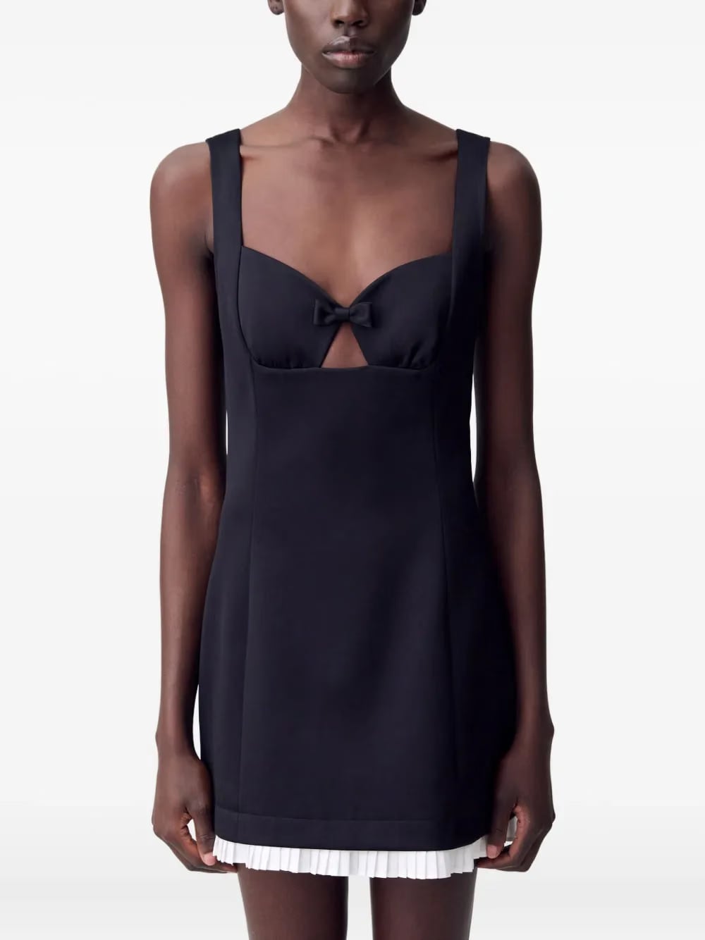 bow-detail pleated mini dress