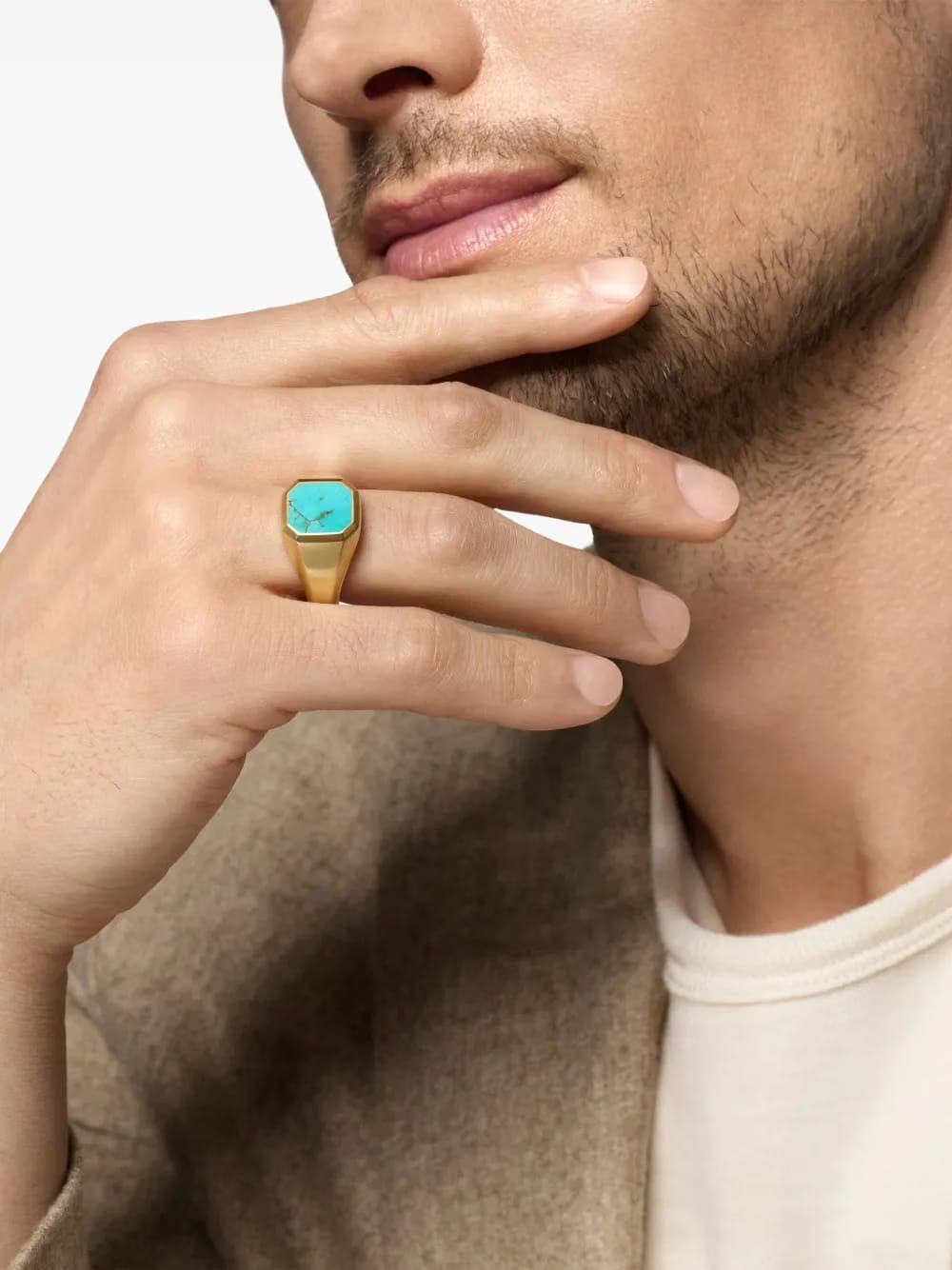 18K yellow gold Streamline® Signet turquoise ring