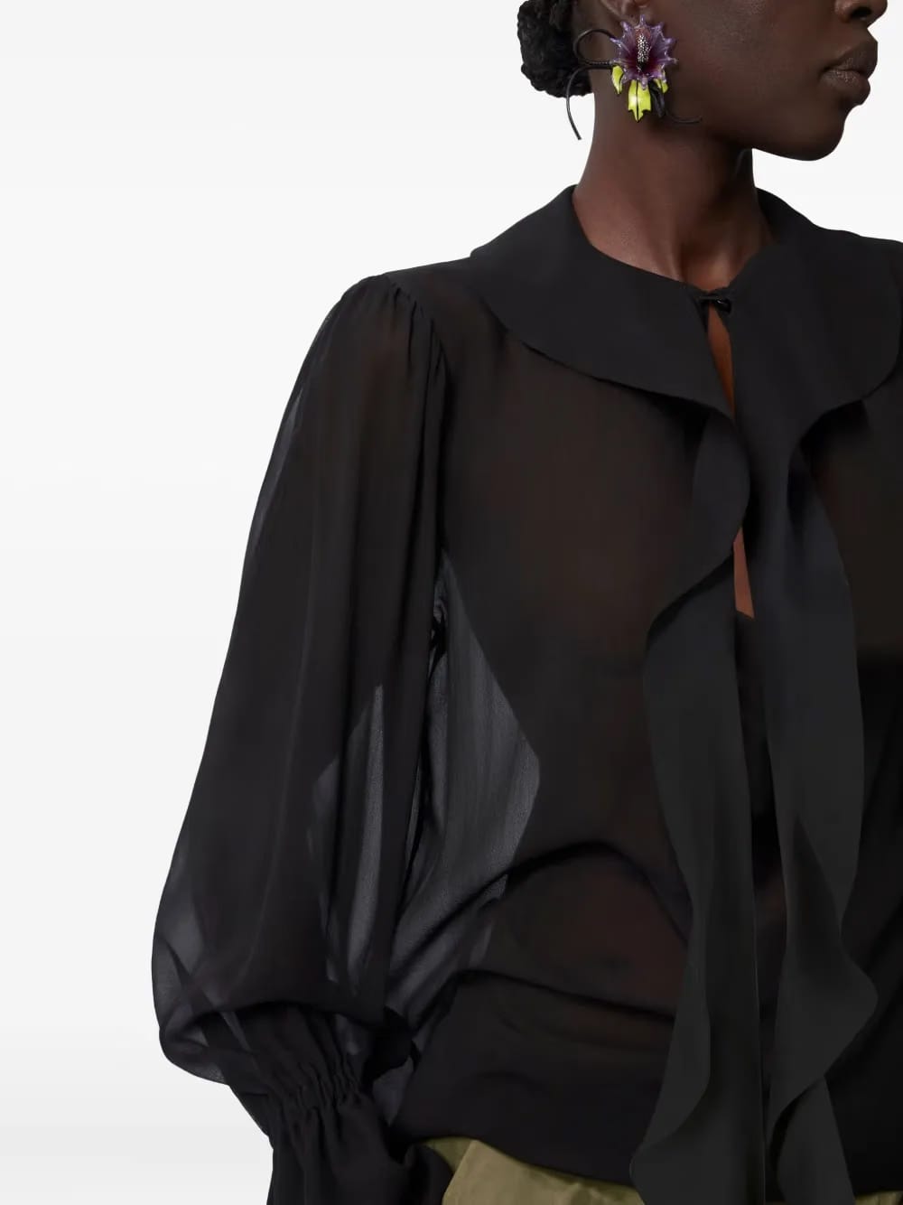 lavalliere ruffled shirt
