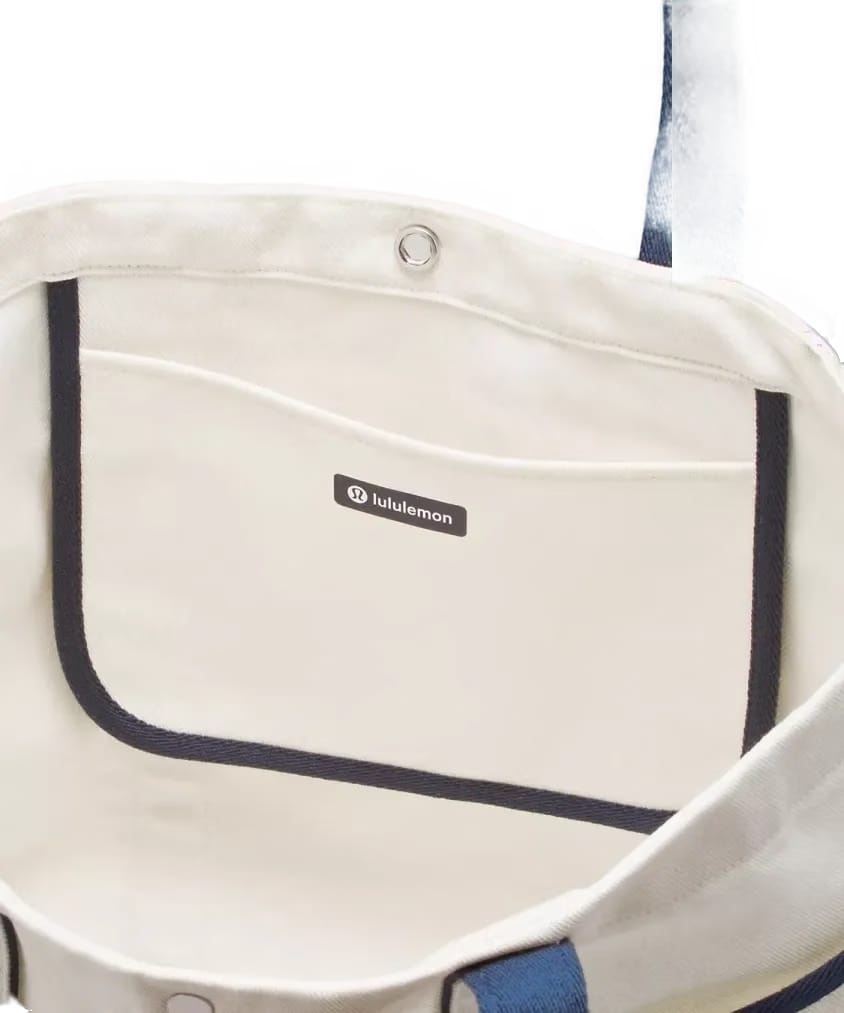 Lululemon Daily Multi-Pocket Canvas Tote Bag 20L Logo Natural/True Navy