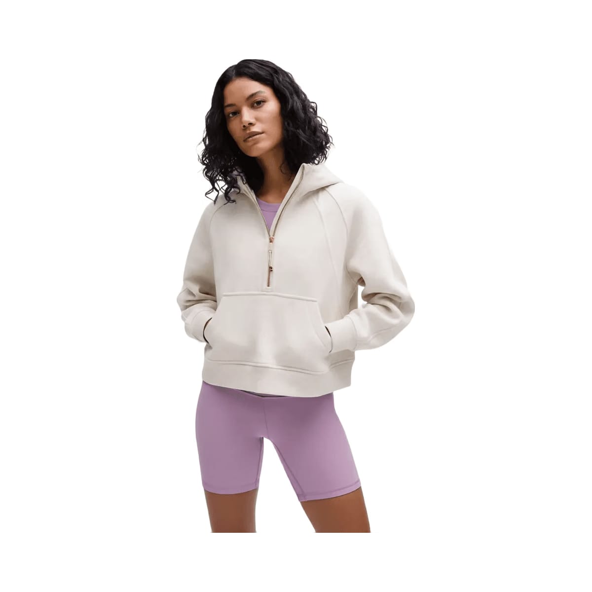 Lululemon Scuba Oversized Half-Zip Hoodie Heathered Bone/Gold