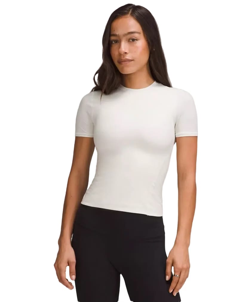 Lululemon Wundermost Ultra-Soft Nulu Hip-Length Crewneck Shirt Bone