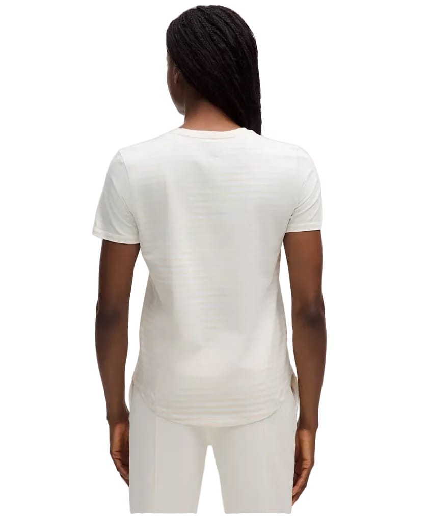 Lululemon Love Curved-Hem Crewneck T-Shirt Narrow Bold Stripe Light Ivory White