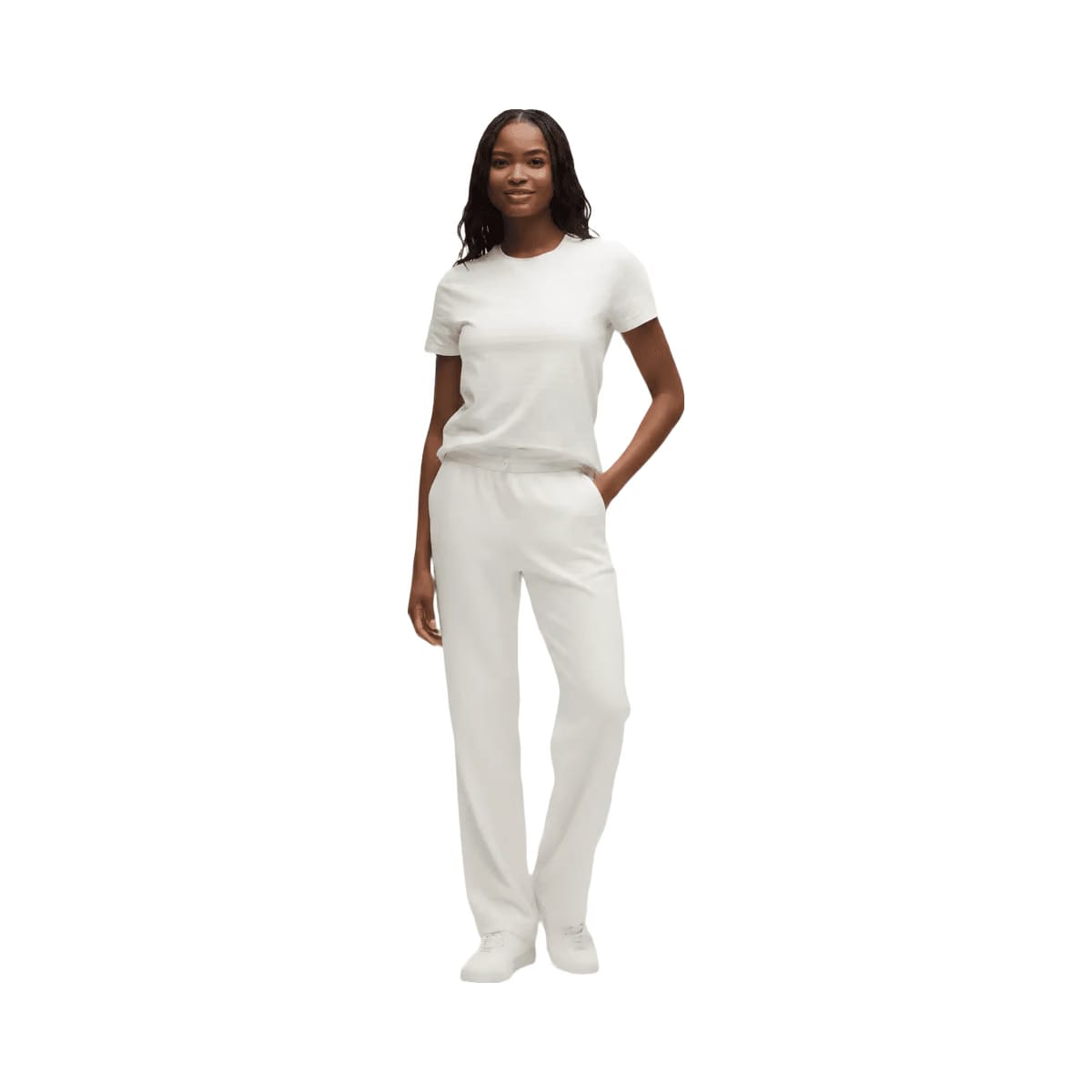 Lululemon Love Curved-Hem Crewneck T-Shirt Narrow Bold Stripe Light Ivory White