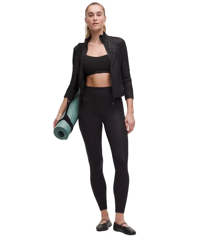 Lululemon Define Cropped Jacket Nulu Leopard Daisy Emboss Black