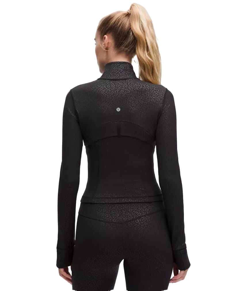 Lululemon Define Cropped Jacket Nulu Leopard Daisy Emboss Black