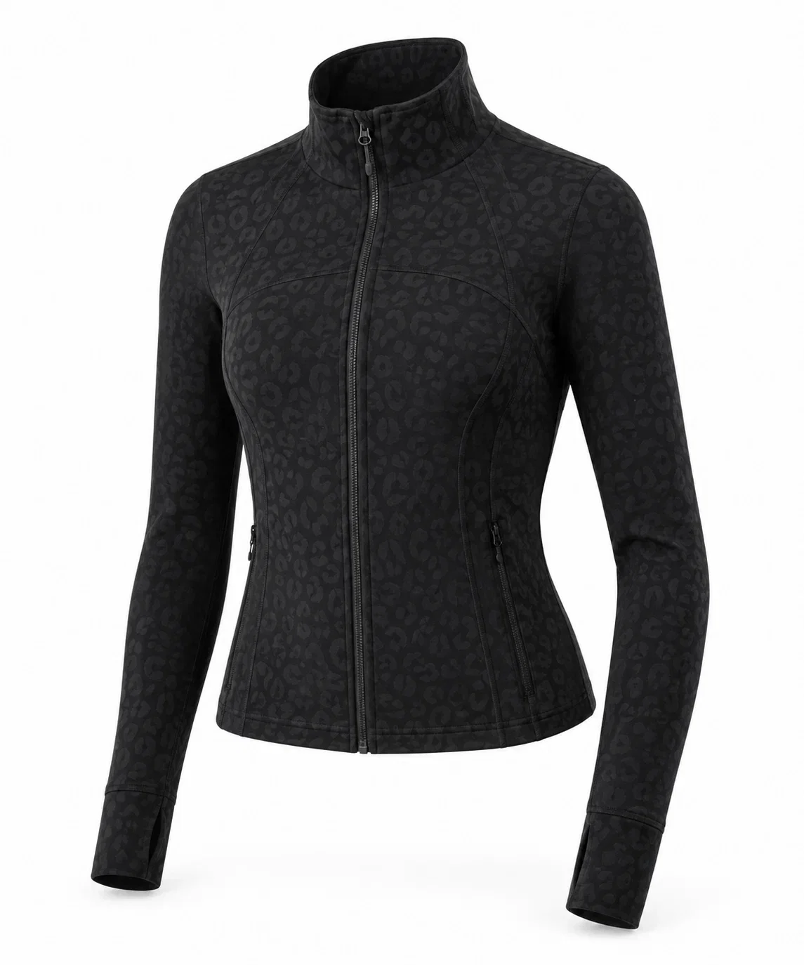 Lululemon Define Cropped Jacket Nulu Leopard Daisy Emboss Black