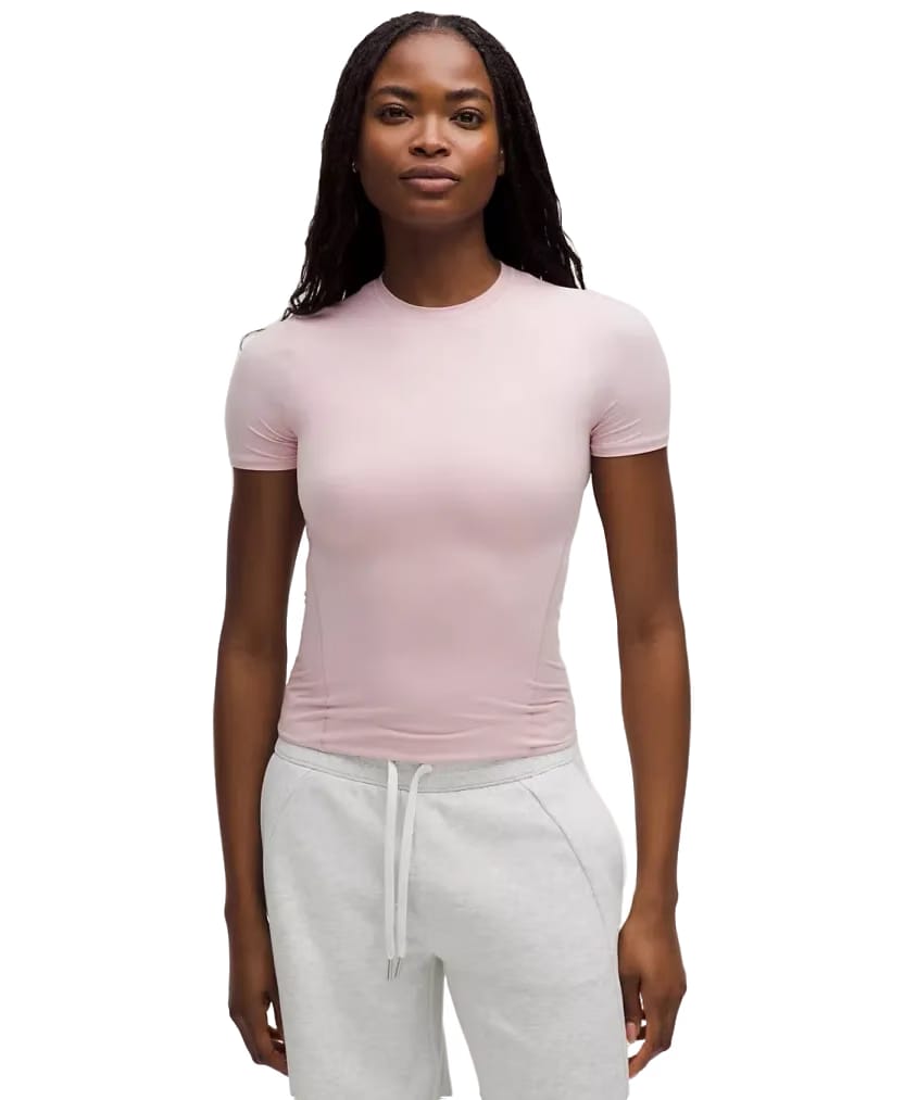 Lululemon Wundermost Ultra-Soft Nulu Hip-Length Crewneck Shirt Pink Haze