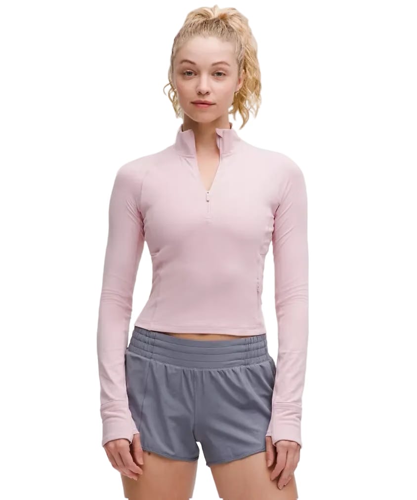 Lululemon It's Rulu Cropped Half Zip Updated Pink Haze