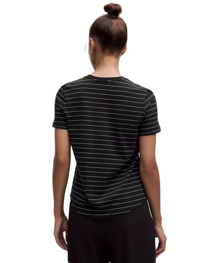 Lululemon Love Curved-Hem Crewneck T-Shirt Shorts Serve Stripe Black White
