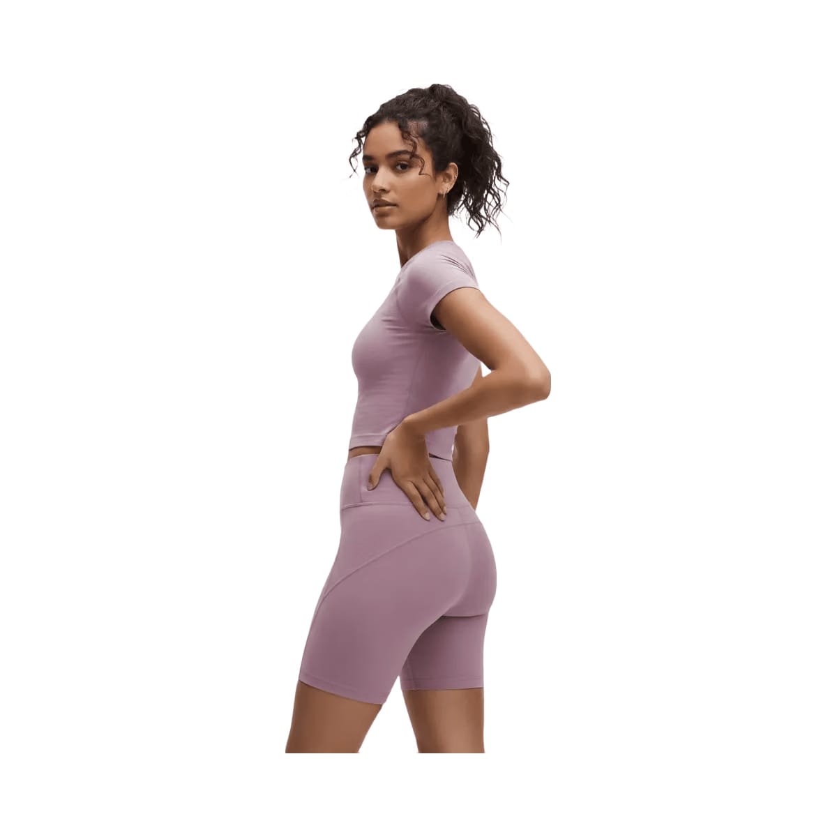 Lululemon Swiftly Tech Cropped Shorts-Sleeve Shirt 2.0 Lavender Lux