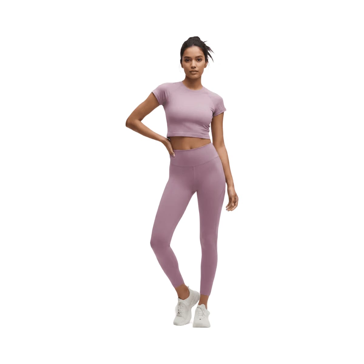 Lululemon Swiftly Tech Cropped Shorts-Sleeve Shirt 2.0 Lavender Lux
