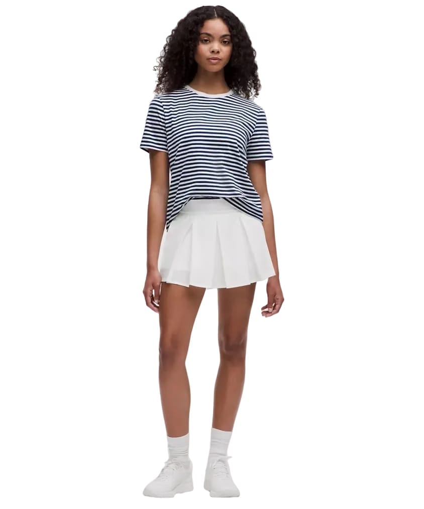 Lululemon Love Curved-Hem Crewneck T-Shirt Narrow Bold Stripe Club Blue White