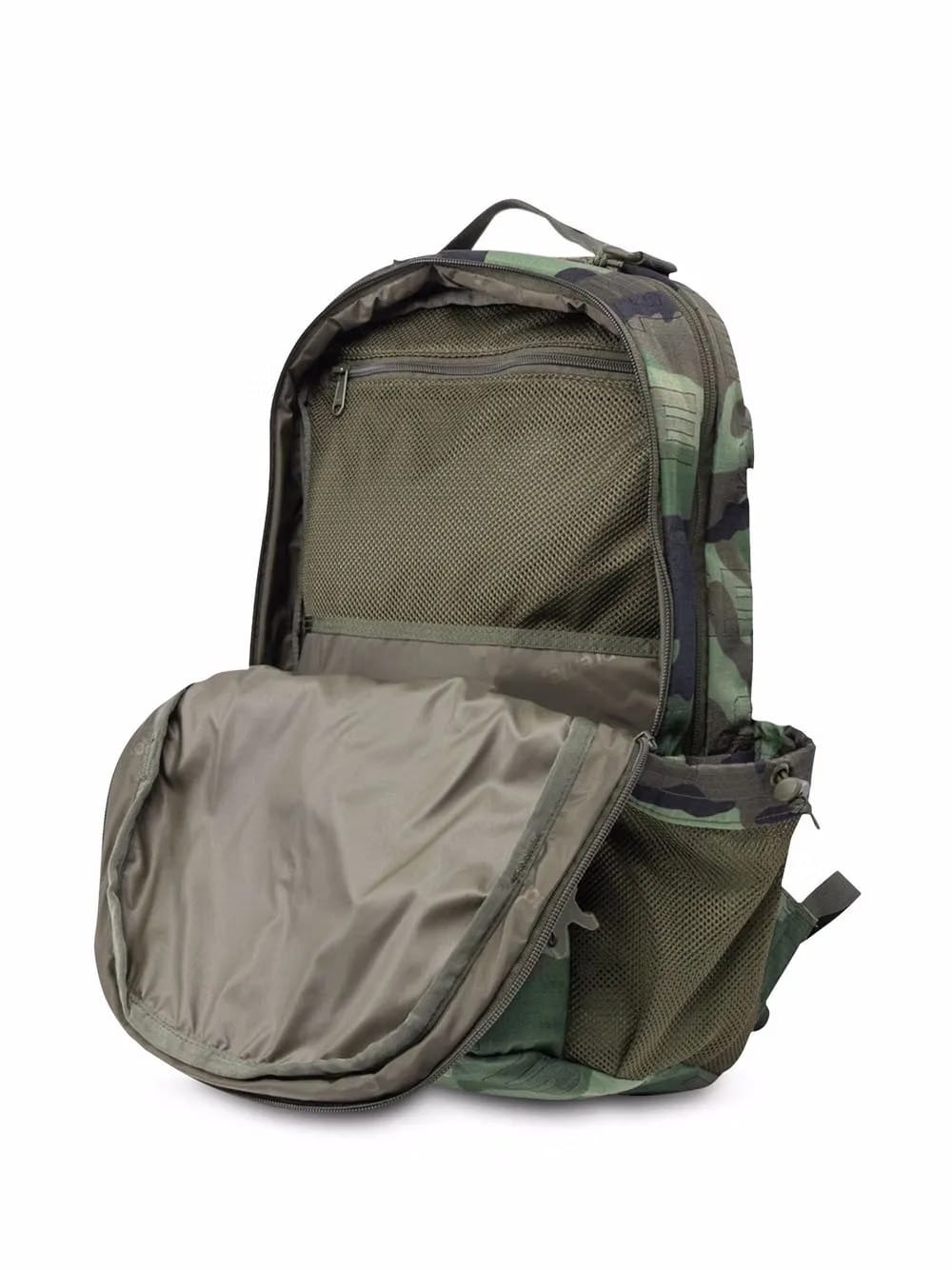 camouflage-print backpack