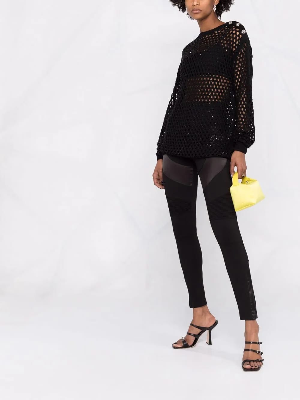 panelled cotton leggings