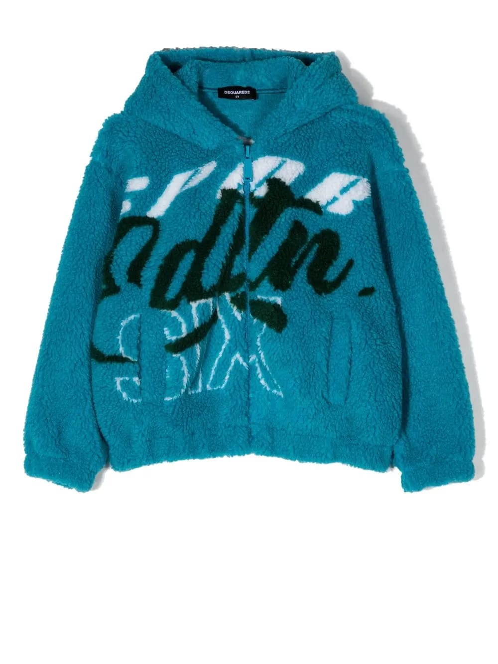 logo-print zip-up hooded jacket