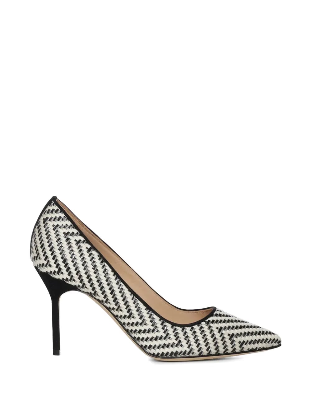 Raffia-effect point-toe pumps