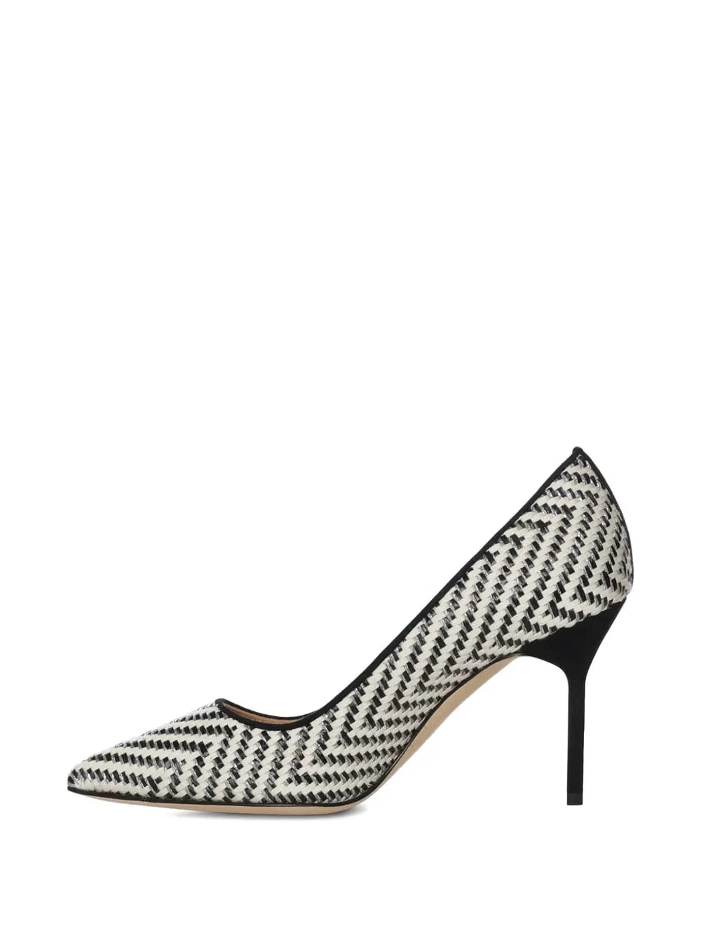 Raffia-effect point-toe pumps