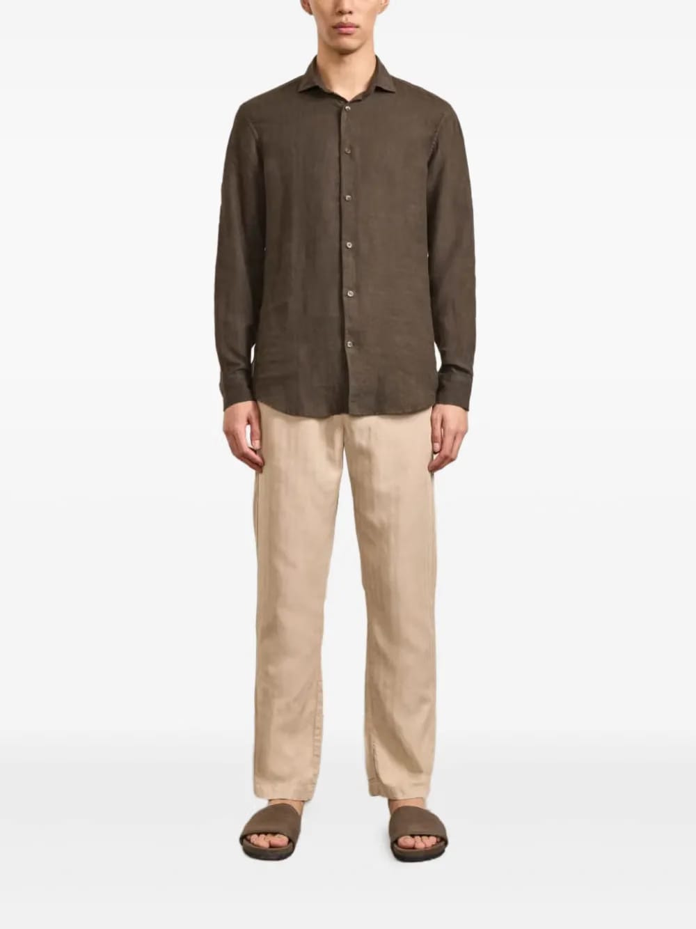 long-sleeved linen shirt