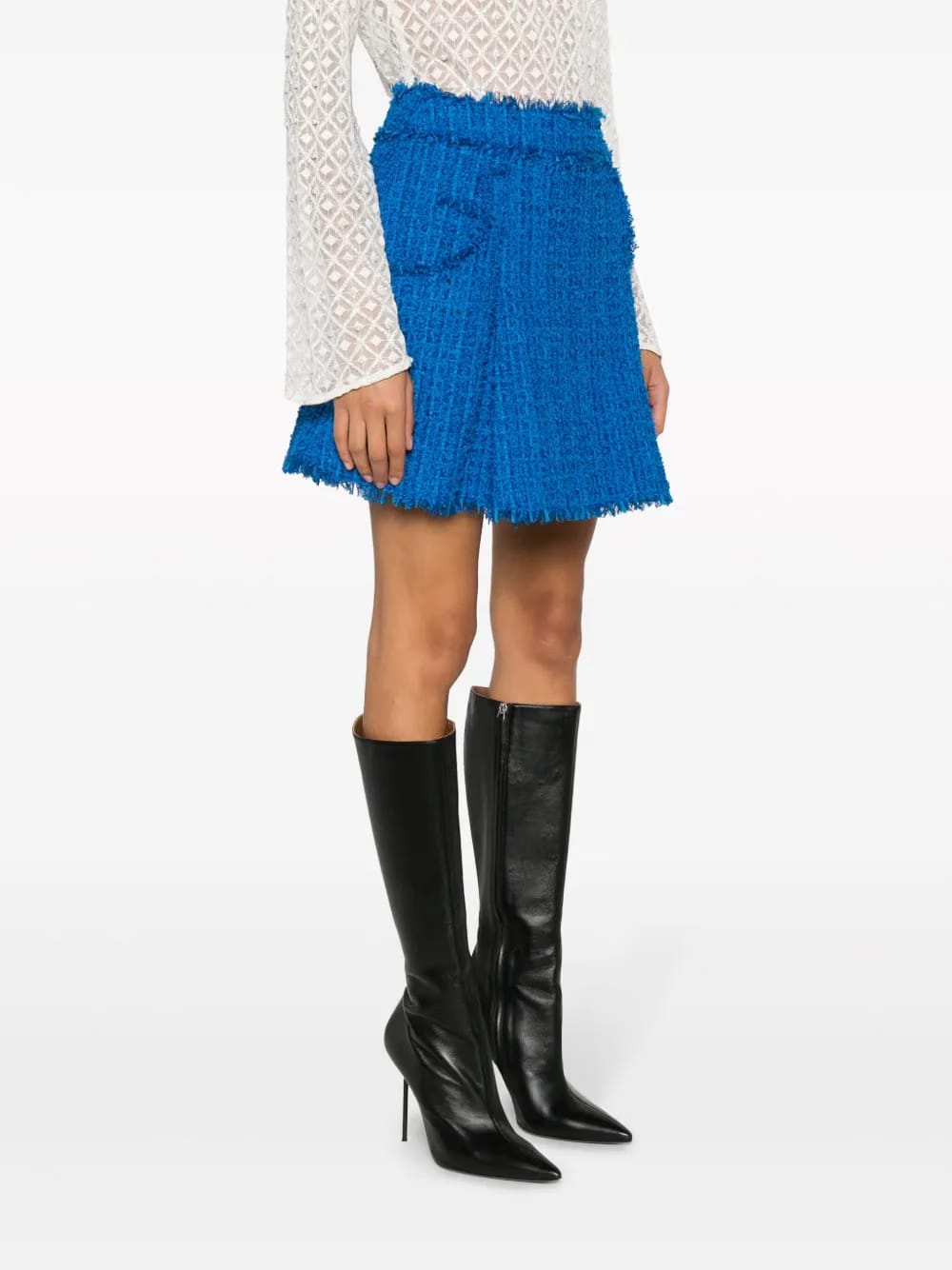 pleated tweed miniskirt
