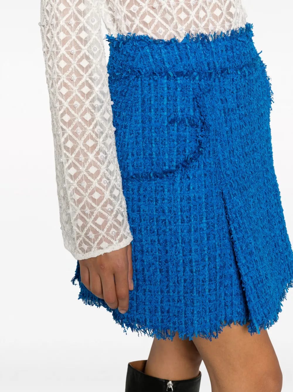 pleated tweed miniskirt