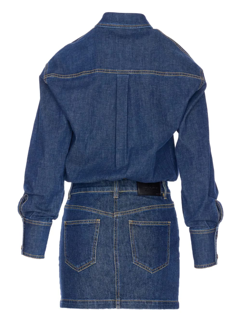 snap-button denim mini dress