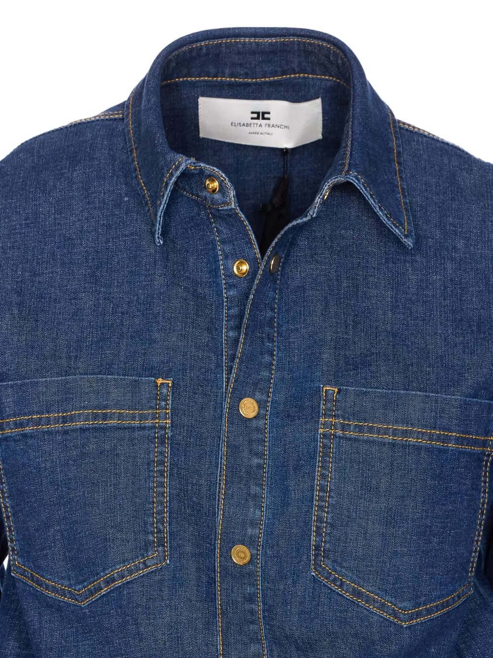 snap-button denim mini dress
