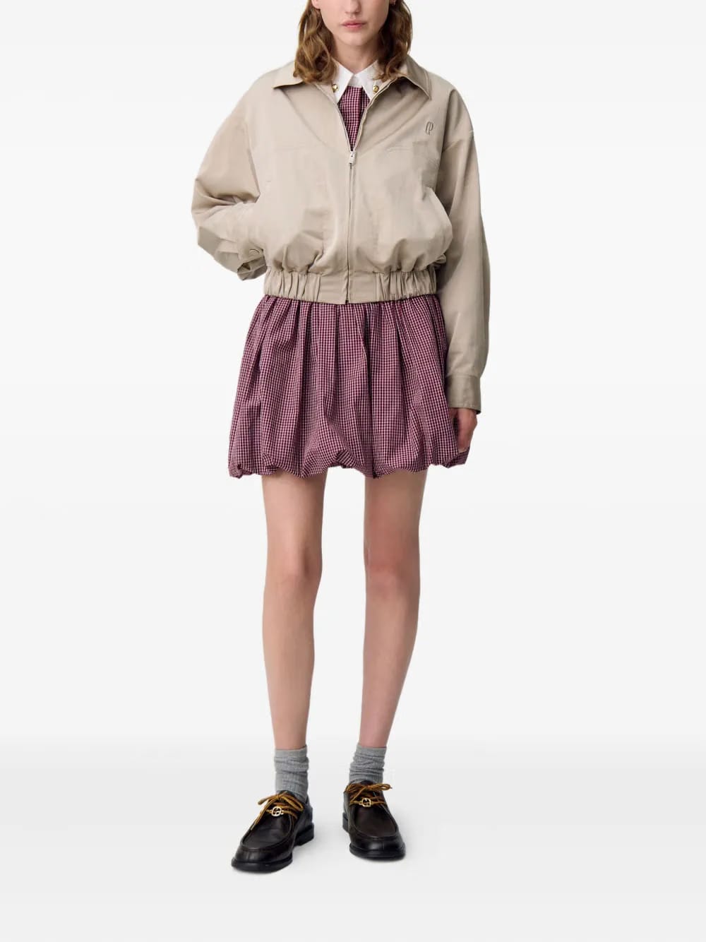 logo-embroidered zip-up jacket