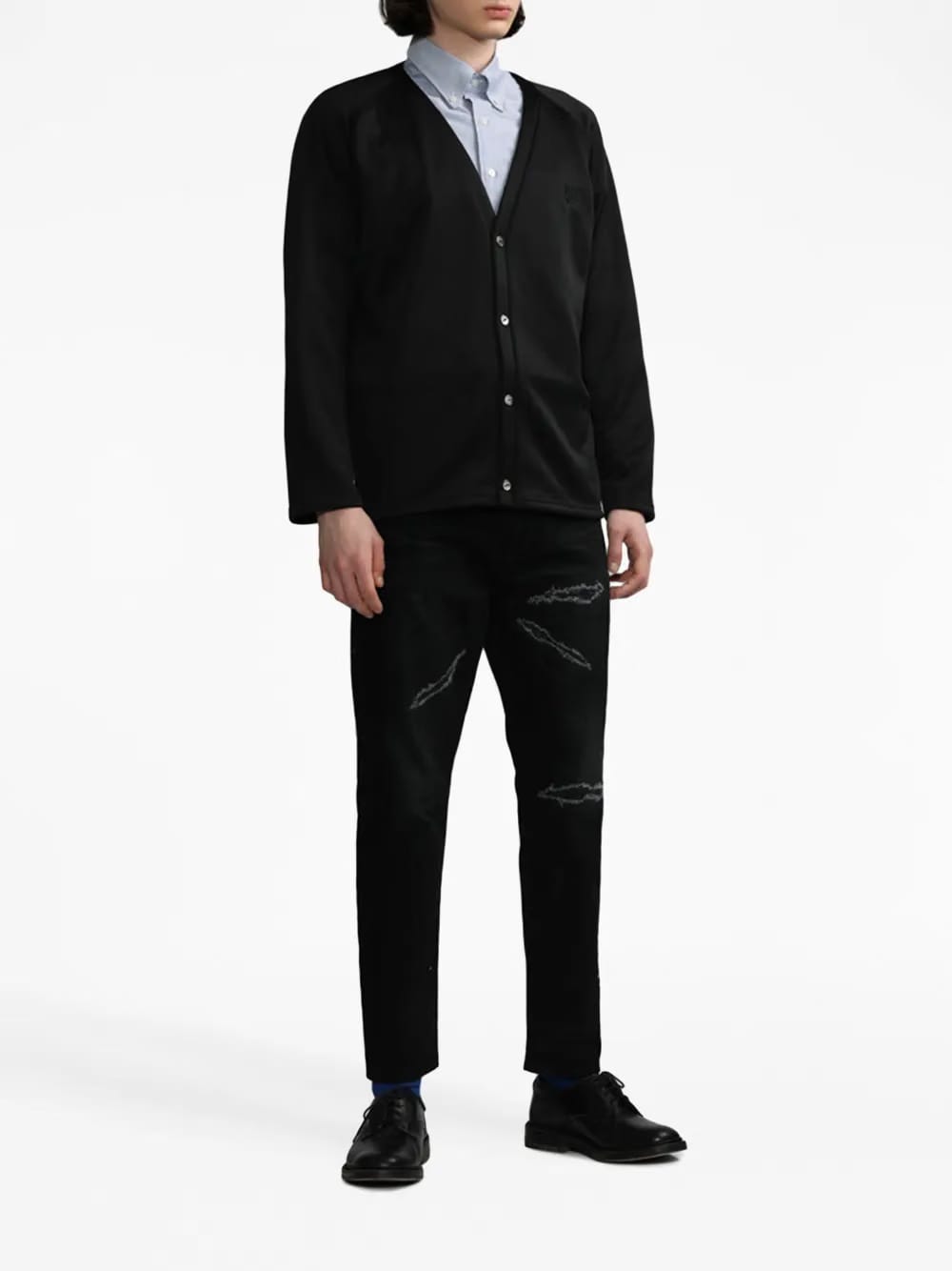 logo-embroidered buttoned cardigan