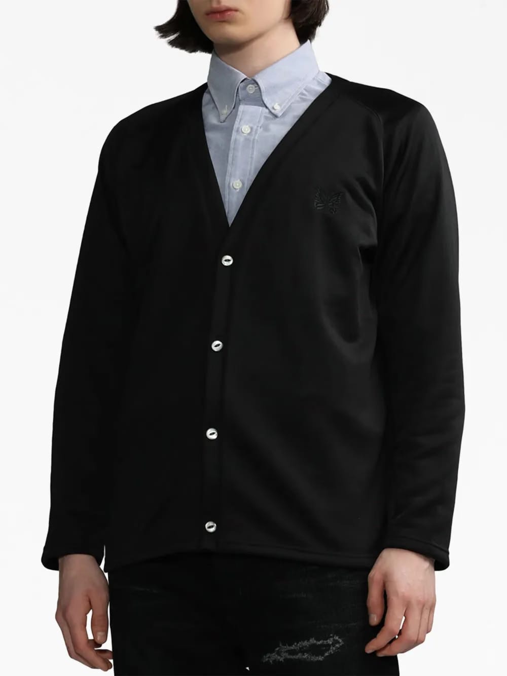 logo-embroidered buttoned cardigan