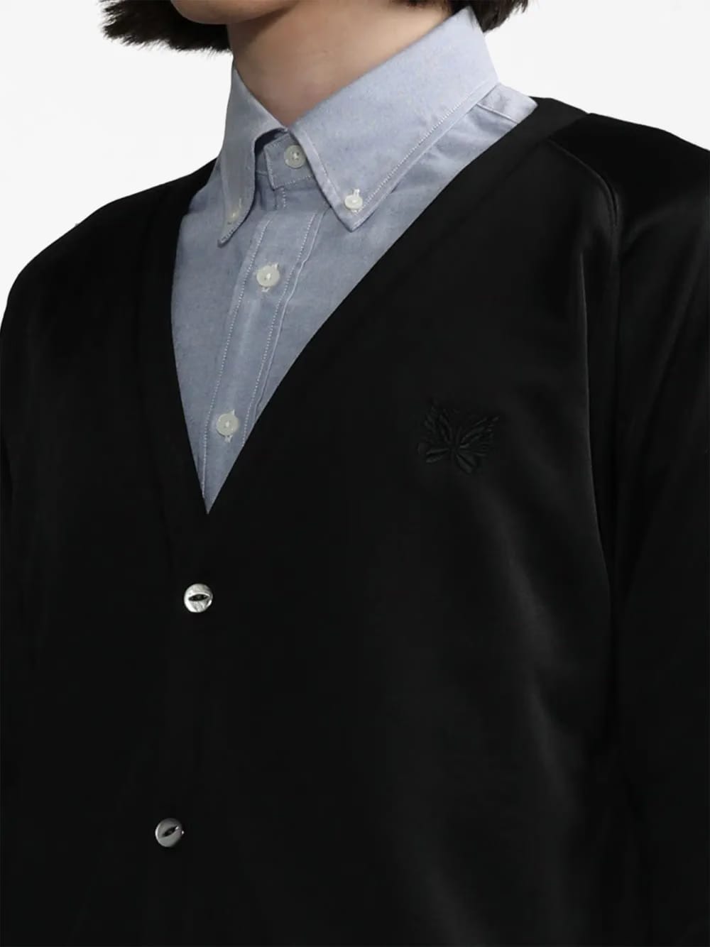 logo-embroidered buttoned cardigan
