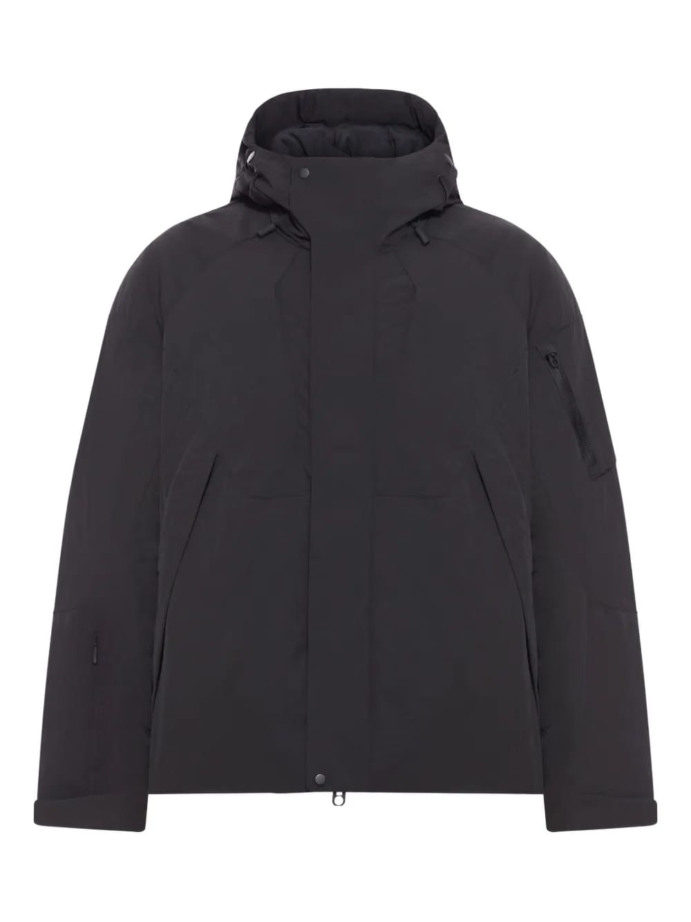 Hybrid hooded down jacket