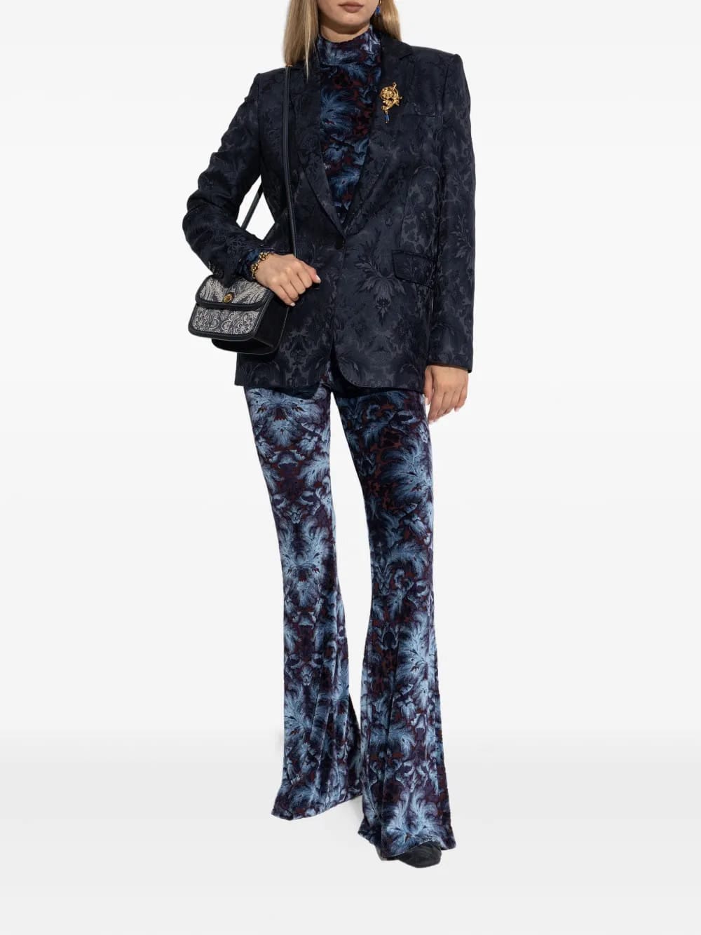 floral-pattern single-breasted blazer