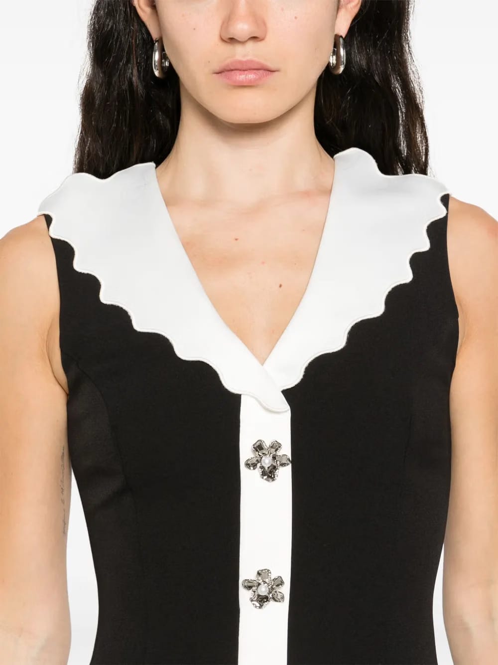 scallop-collar midi dress