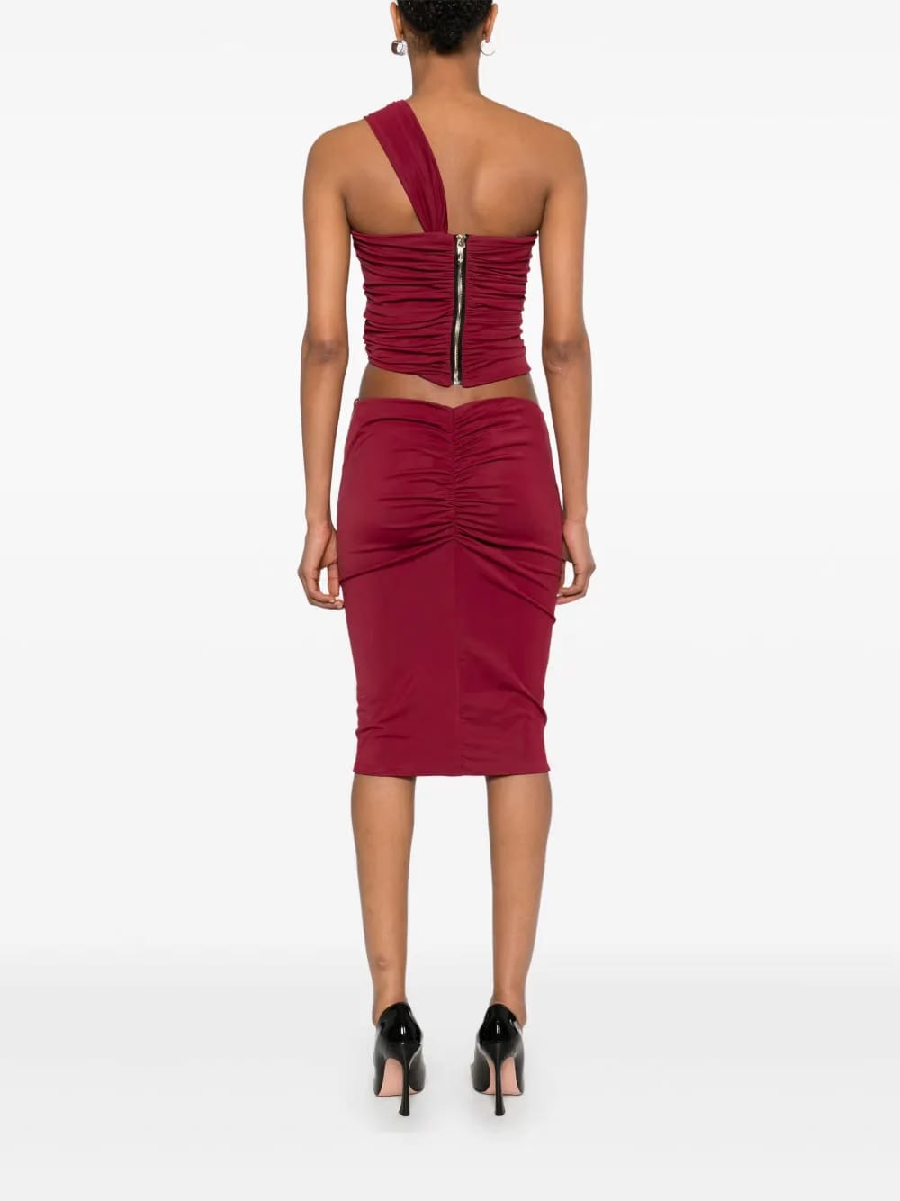 cut out-detail pierced midi dress