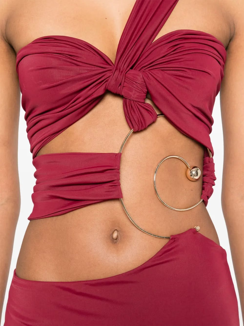 cut out-detail pierced midi dress