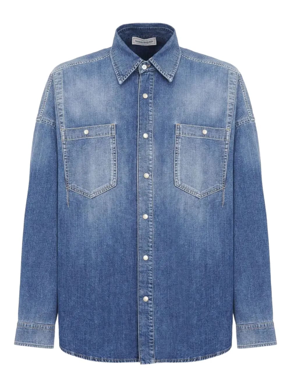 dart-detail denim shirt