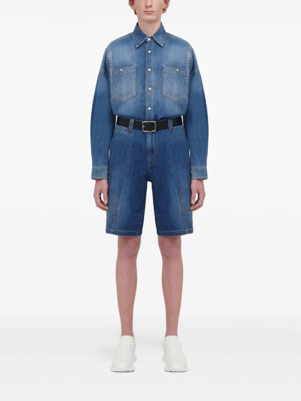 dart-detail denim shirt