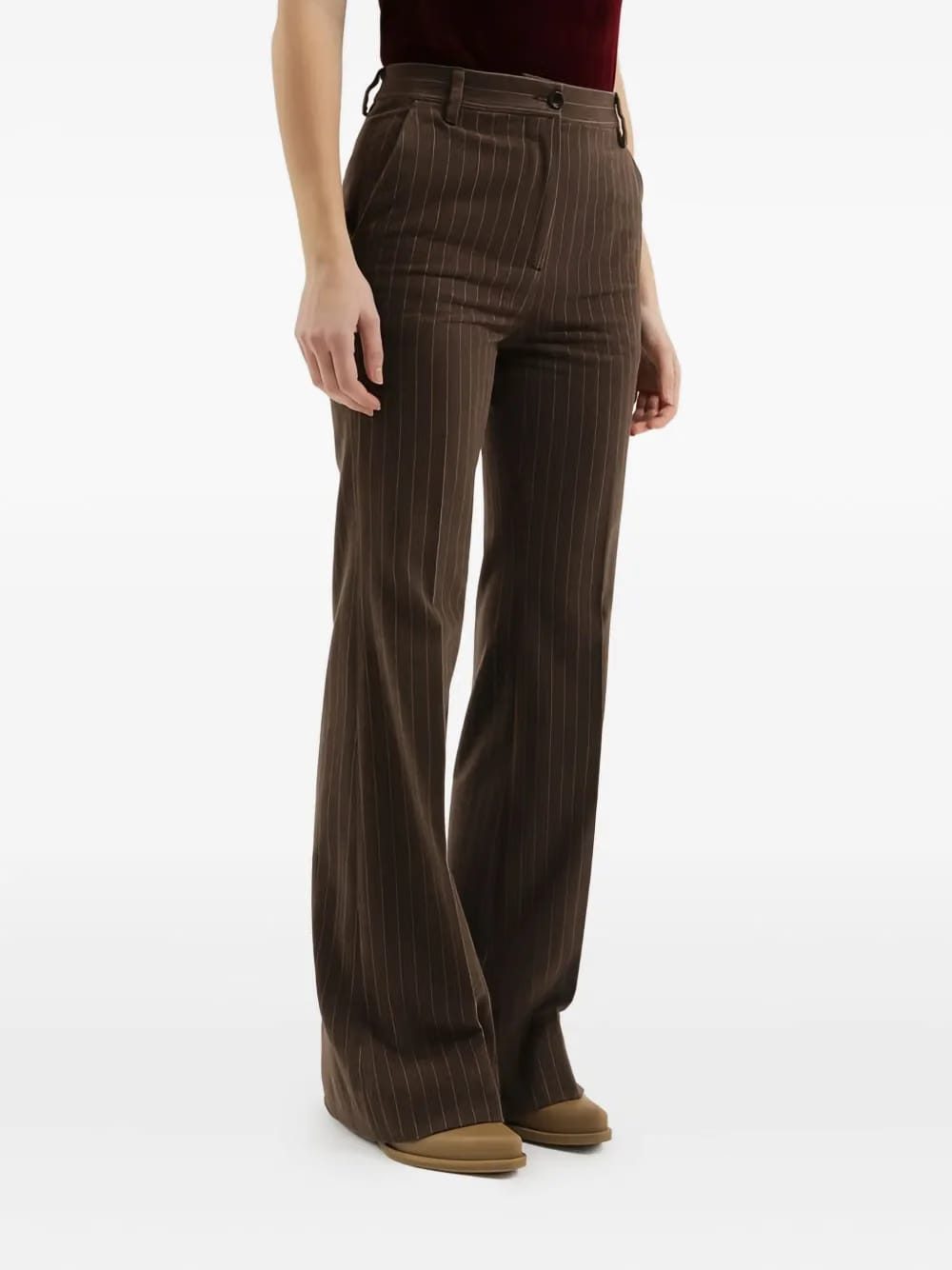 pinstripe flared trousers